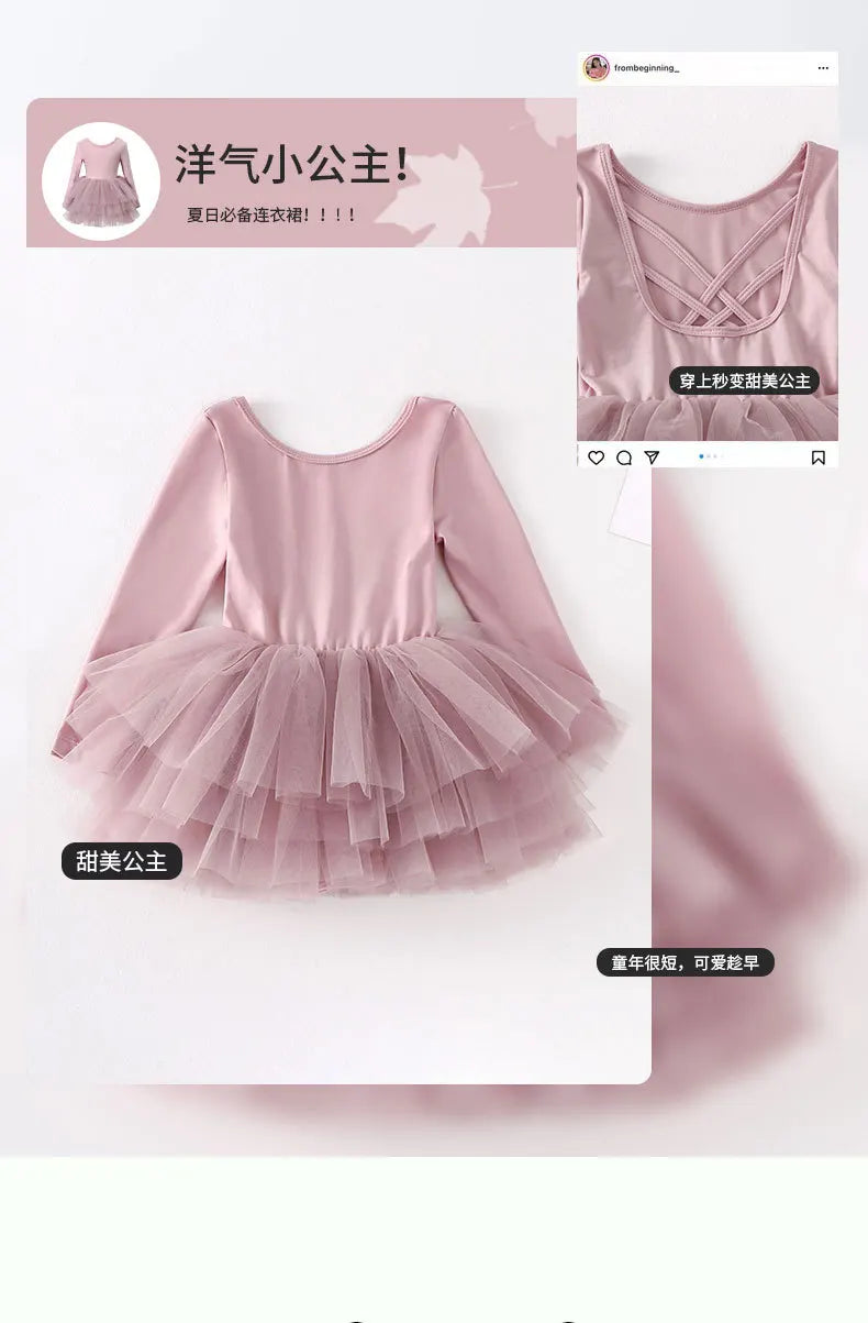 Baby Girl Princess Tutu Dress Long Sleeves Ballet Dress