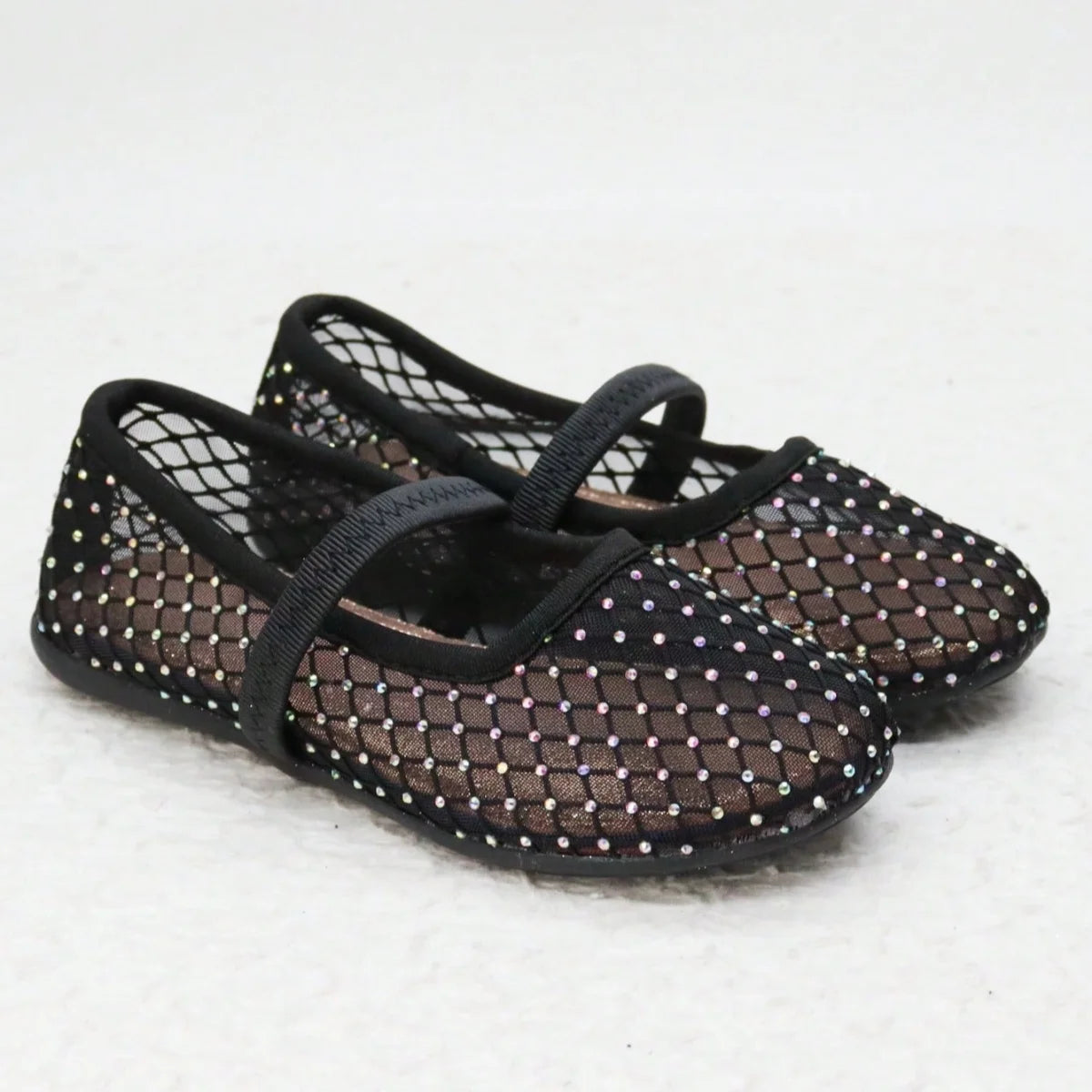 Mesh Breathable Surface with Random Irregular Shiny Diamond Pattern Elastic Strap