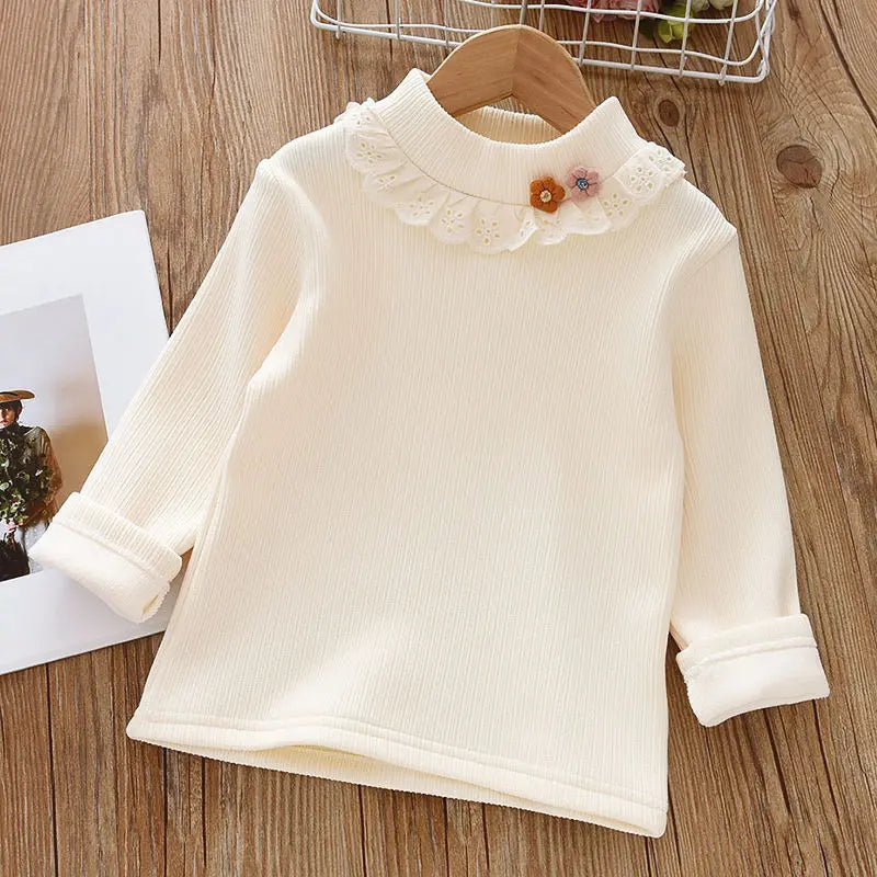 Rita Half Neck Long Sleeve Lace Trim Top