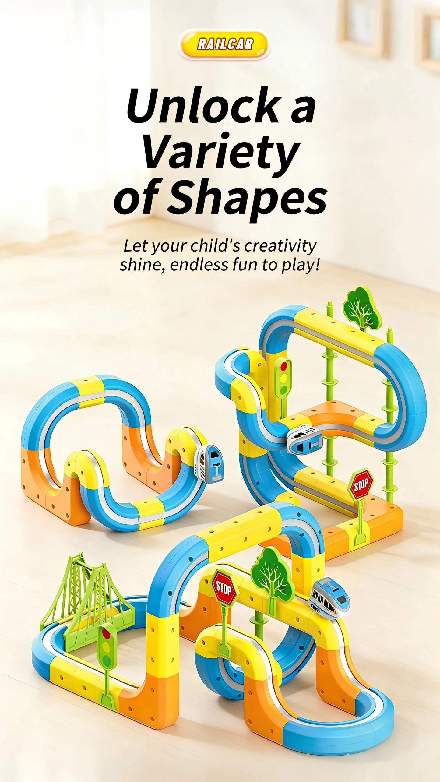 Electric Magnetic DIY Track Car, Parent-Child Interaction, Multiple Play Styles