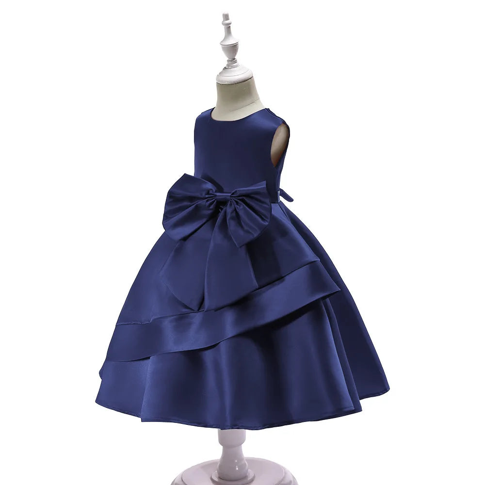 Young Kids Elegant Performance Dress For Teenager Girls Big Bow Princess Dresses
