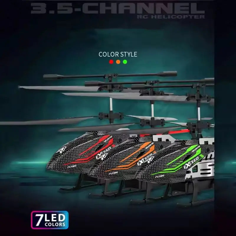 New 7-Color LED Alloy RC Helicopter: USB Rechargeable, Fixed Height