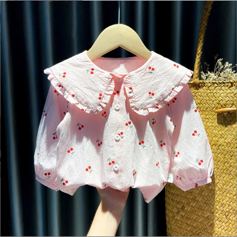 Aura Floral Long-Sleeve Spring Fall Cotton Tops