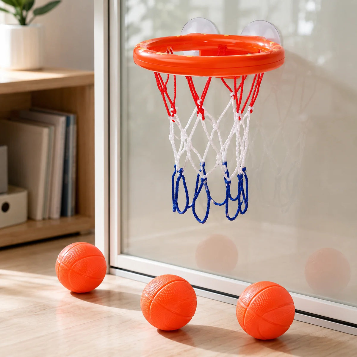 Toddler Bath Basketball Hoop Toy with 3 Soft Balls Strong Suction Cups Bathtub Shooting Game