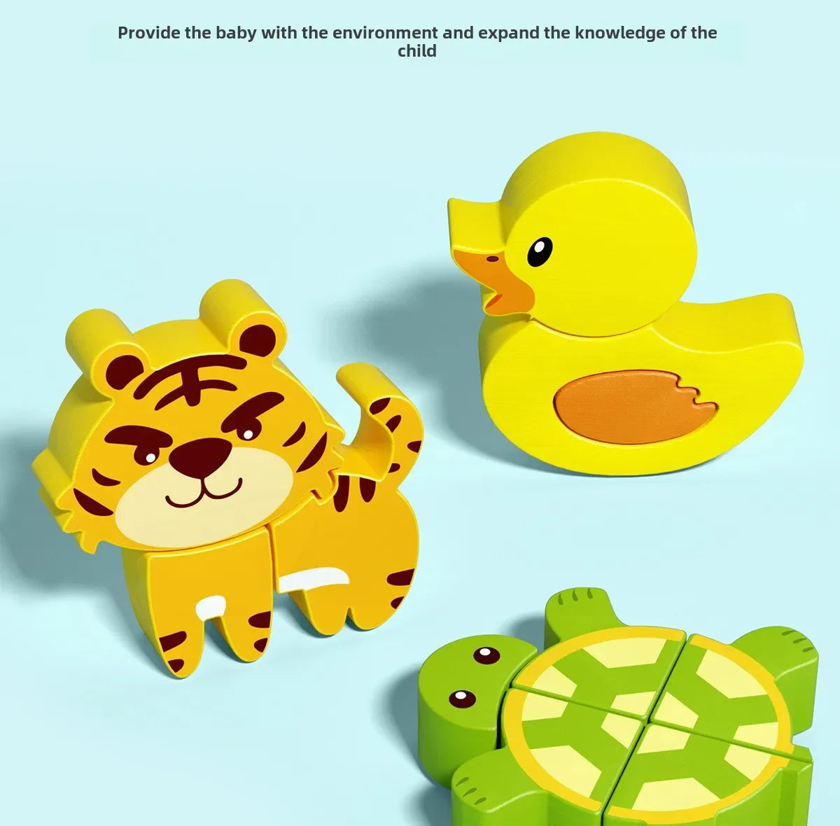 Montessori Cartoon 3D Wooden Puzzle Animal Traffic Jigsaw Toys