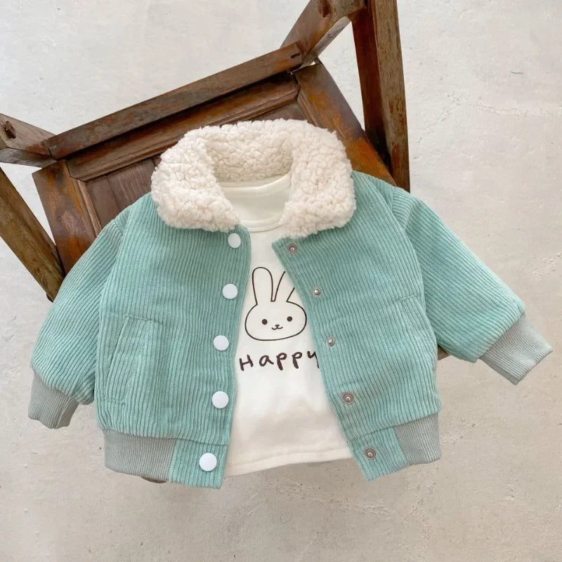 Rosa Winter Baby Girl Lamb Fleece Jacket Fashion Solid