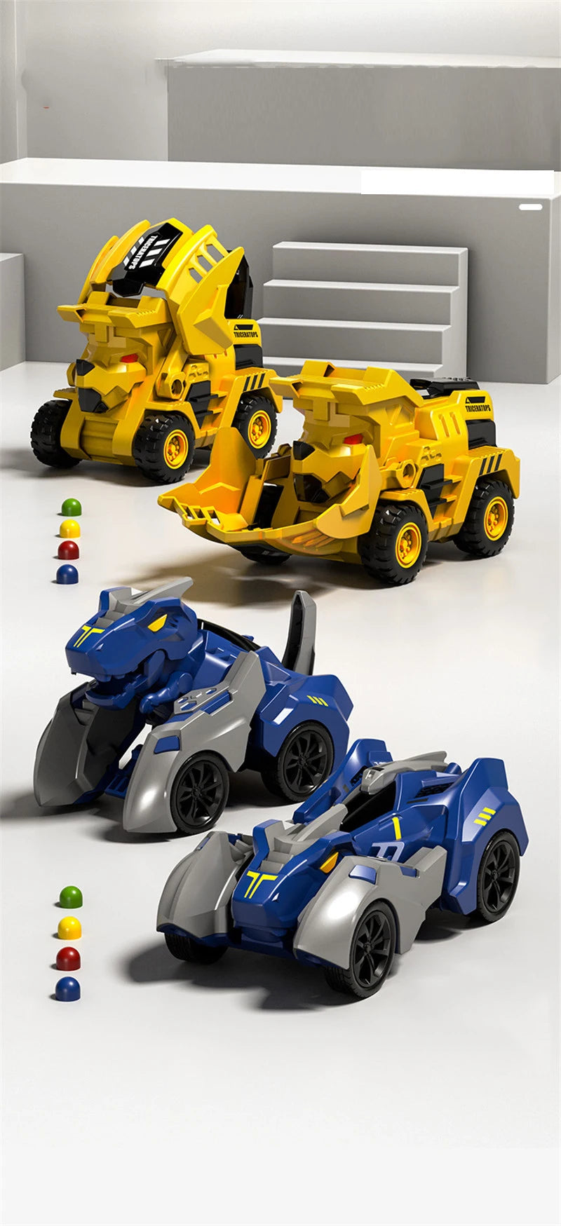 2 In 1 Transforming Dinosaur Car Automatic Transform Robot Diecasts