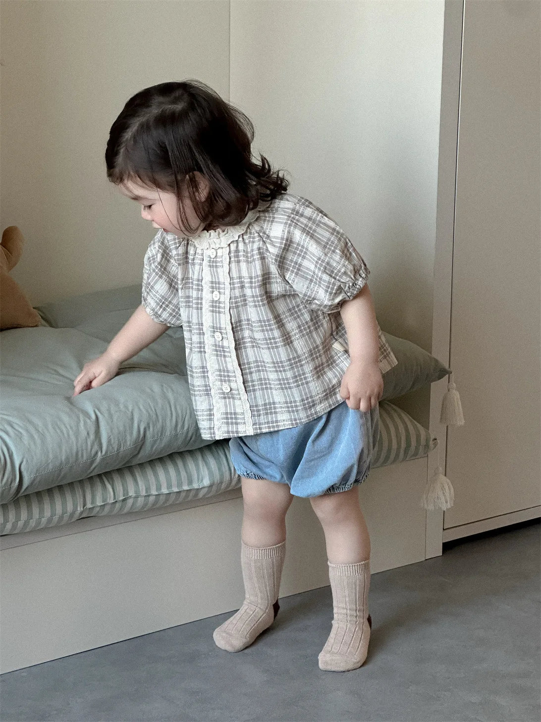 Sarah Cute Lace Collar Cotton Sweet Princess Tops