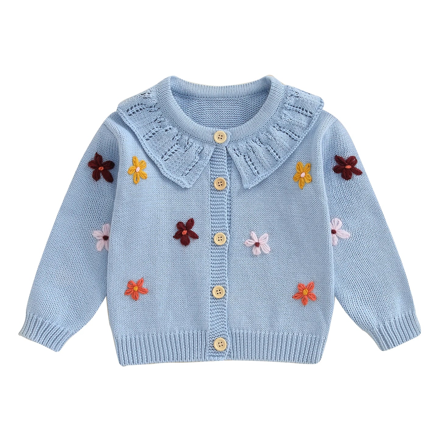 Victoria Flower Button Down Long Sleeve Sweater