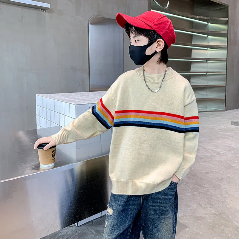 Mike Pullover Multi-colored Striped Sweater - GuGuTon baby store - Baby Fashion - Toddlers Outfits - Babies Outfits - Toddler Clothes - Kids Clothing - Newborn Clothes - Newborn Wear - Kids Wear - Trending Clothes - Trending Outfits - Fall Fashion - Winter Fashion - Girls Clothes - Boys Clothes - Babies Wear - Kids Accessories - KidsWear - Summer Clothes - Summer Fashion - Summer Trend - Falls Sweaters - Tops - Bottom - Jeans - Blouse - Dresses - Newborn Dresses - Toys