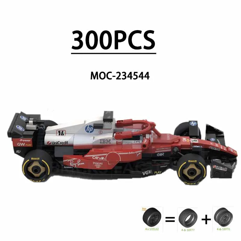 F1 Racing Car Building Blocks 8-Grid Racing Champion Vehicle (With Stickers) Children's Birthday Gift Christmas Toy Gift