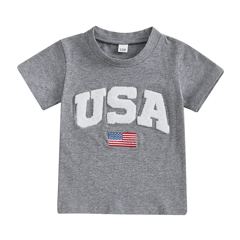 Yudy Patriotic Short Sleeve Loose Fit Top