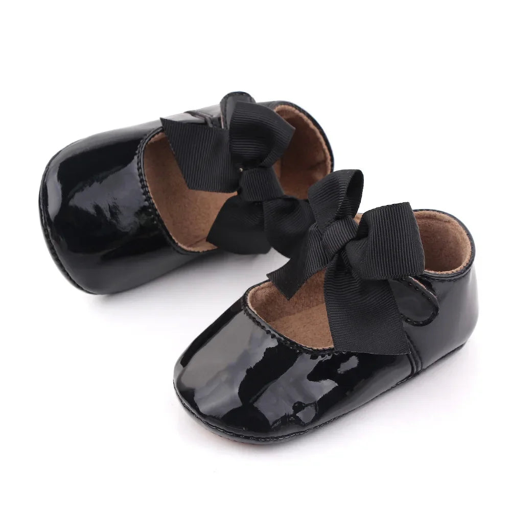 PU Princess Baby Girl Shoes for Newborn for Birth Big Bow Wedding first Walker PU Leather Toddler Girl Shoes 1 Year