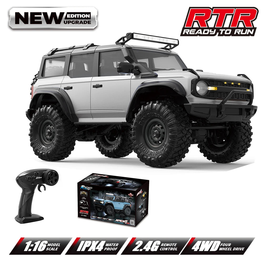 1:16 Scale Ford Bronco RC Rock Crawler Monster Truck 4WD High-Speed Electric Off-Road Toy Car for Boys Outdoor Gifts
