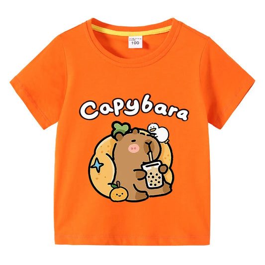 Carlos Cute Capibara Round Neck Tees