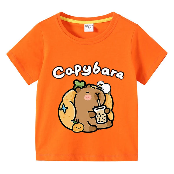 Carlos Cute Capibara Round Neck Tees