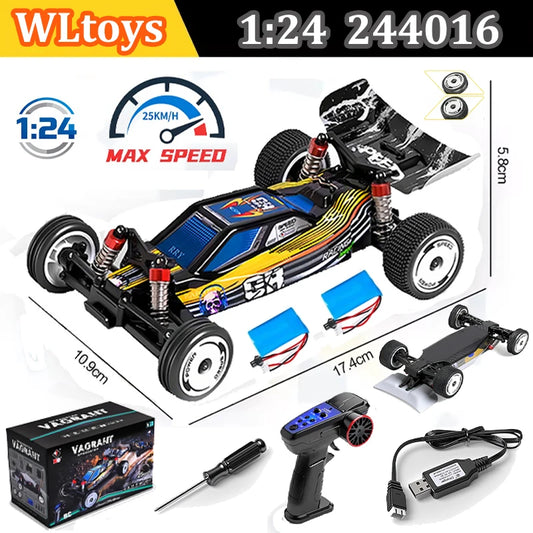 WLtoys 244016 High-Speed Car, Proportional 1:24, High-Quality Remote-Controlled RC Car, Two-Wheel Drive, Toy and Racing Boy Gift