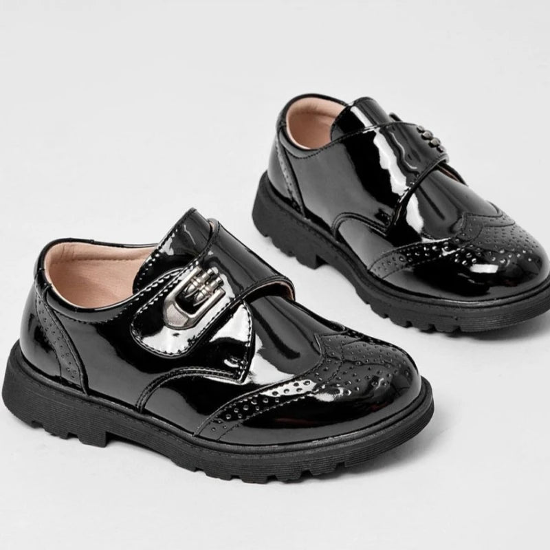 Boys Leather School Shoes British Style Black Soft Sole Kids Formal Casual Performance Footwear Big Kids New Autumn Spring
