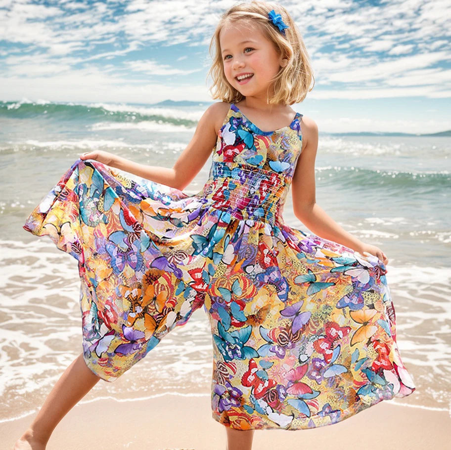 Girls Flower Bohemian Summer Dress ChildKids Girl Beach Dresses