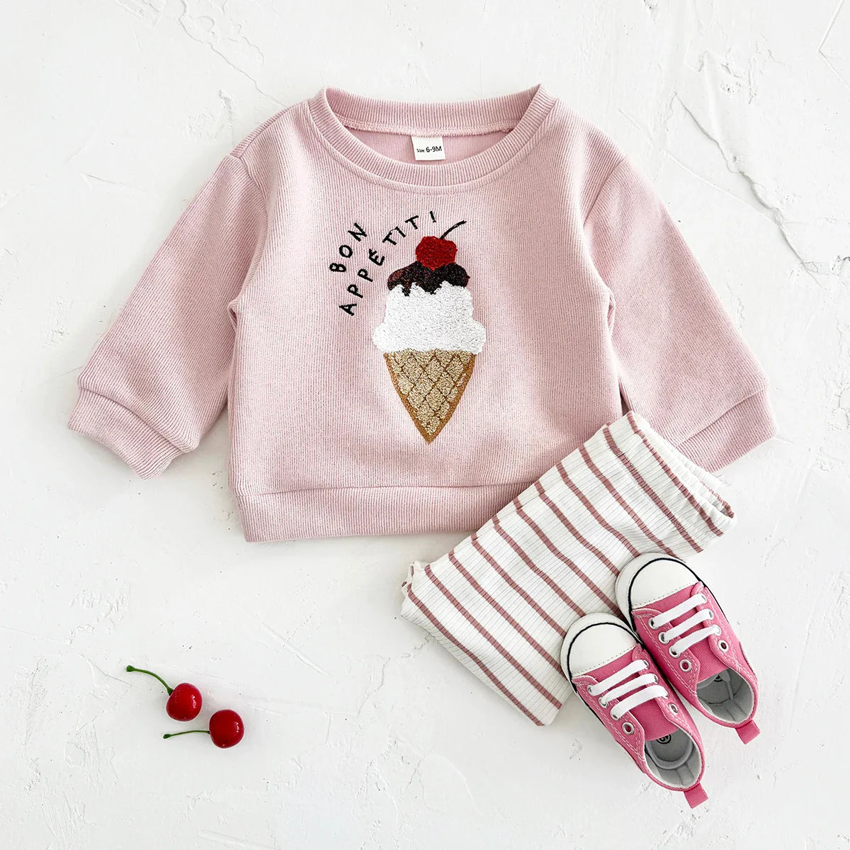 Victoria Cherry Ice Cream Stripe Set