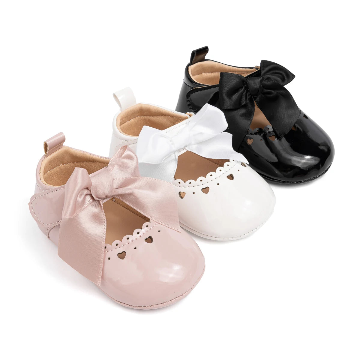 Newborn Baby Girl Shoes Soft Sole Infant Toddler Mary Jane Flats Princess Bowknot Patent Leather Dress Shoes Wedding Party Gift