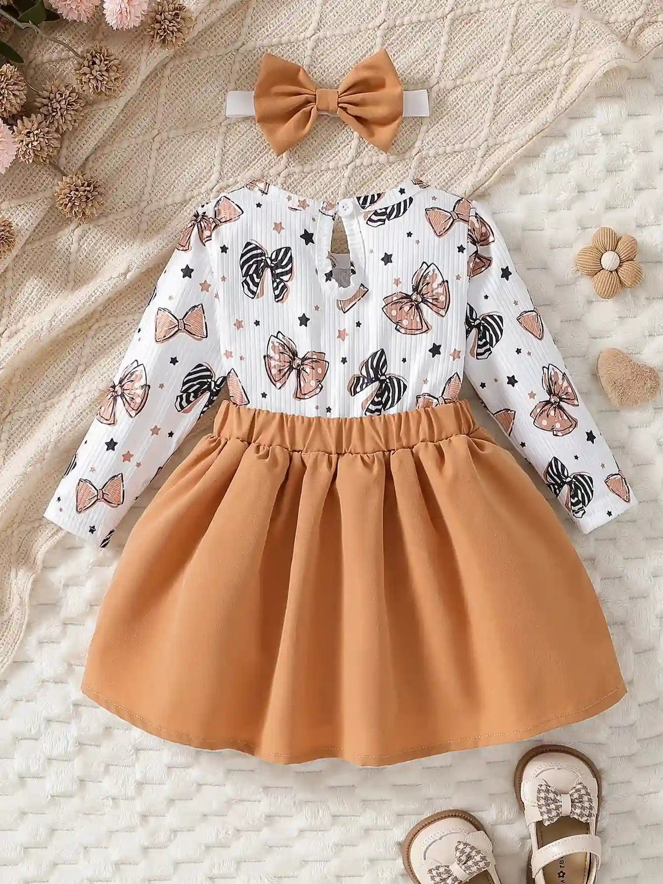 Ella Baby Girl Cartoon Bow Dress - Spring Autumn Ruffle Design