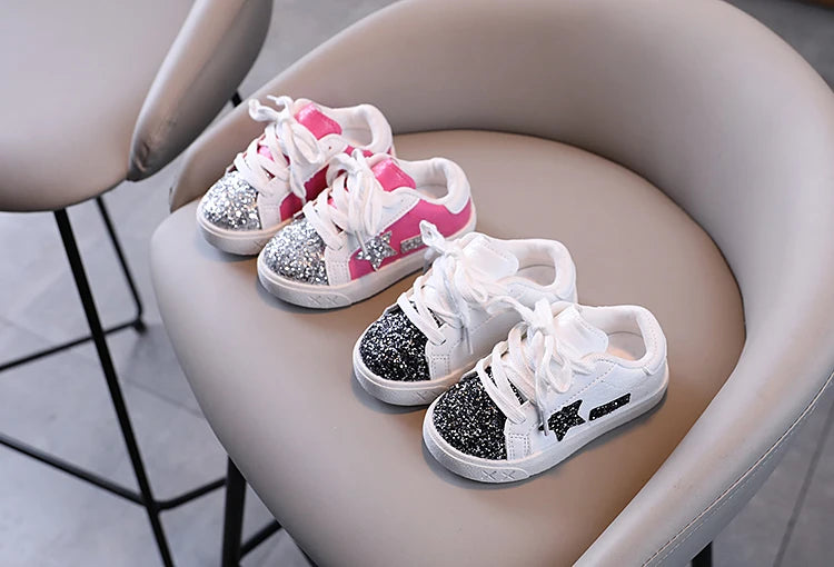 Girls' Shoes 2025 Spring New  Casual Versatile Little Girls  Star sneakers Spring and Autumn Children's Sports Shoes