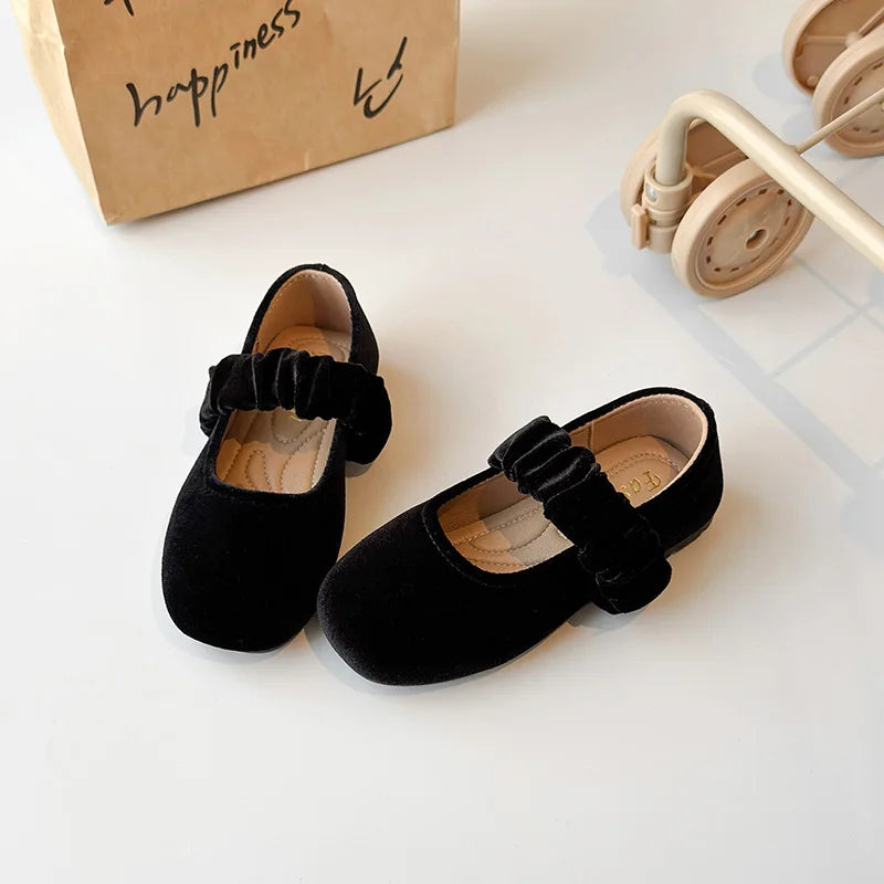 Spring Girl's Casual Shoes Round Toe Shallow Hook-loop Chic Kid's Flat Shoe Solid Colors Anti-slip Daily Comfy Children Shoe