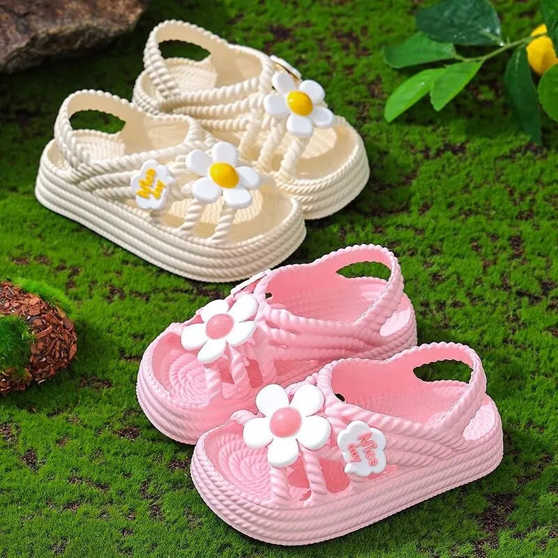 Summer Girls Sandals Cute Flowers Baby Girl Shoes Children Girls Beach Sandals