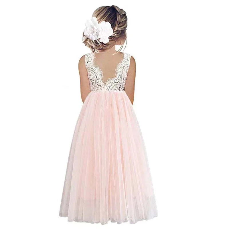2024 Flower Girl Dress Baby Kids Summer Princess Party Lace Wedding Birthday Dress