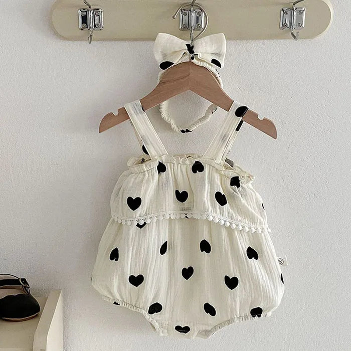 Heart Print Romper Set