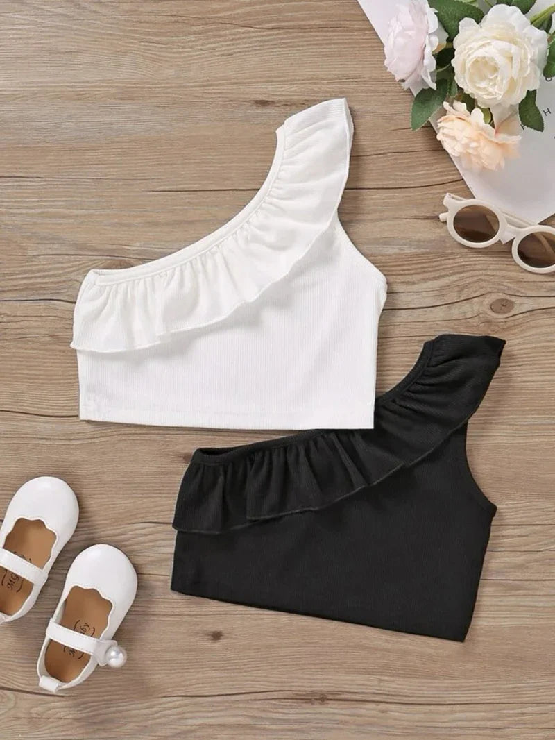 Miguelina Camisole Ruffled One shoulder Tops