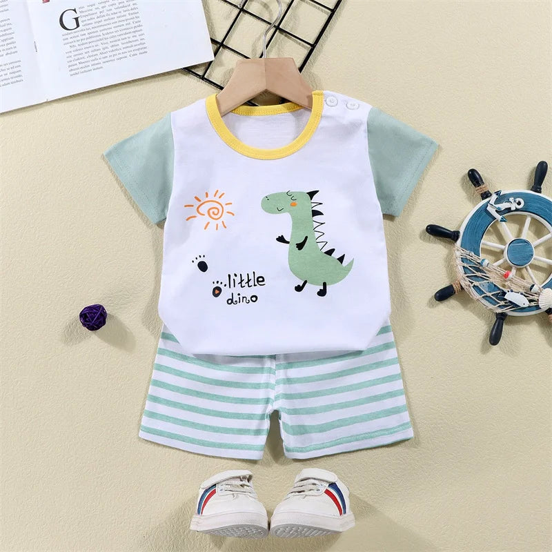 Cotton Tees and Shorts Set for Boys - Cartoon Design