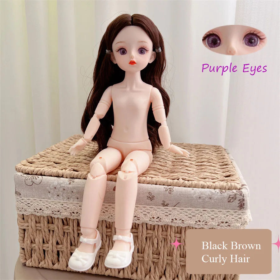 BJD Doll Nude Haploid Multiple Removable Joints 30cm 1/6 3D Grey Green Purple Blue Attractive Eyes Doll Girls Birthday Gift Toy