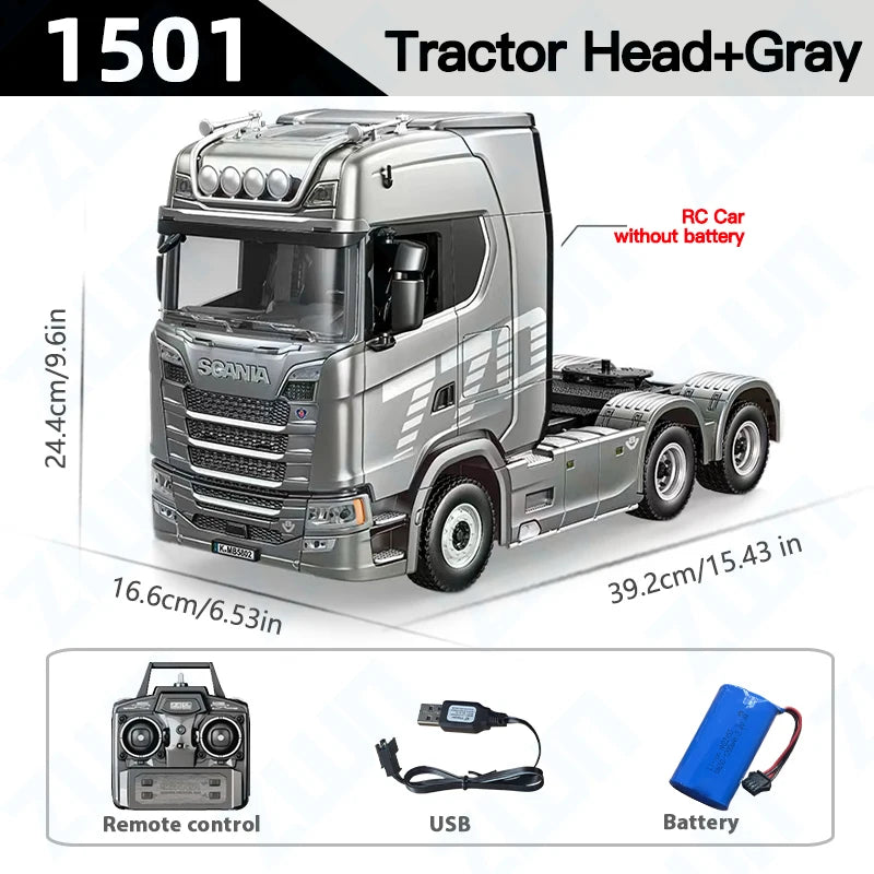 HUINA 1501 2.4G RC Truck With Light 1:18 4WD Full Scale 19CH Remote Control Car Alloy Heavy Truck Trailer Model Toy For Kid Gift