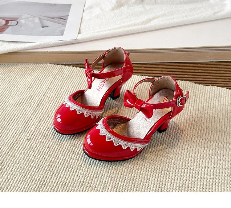 New Leather Shoes Fashion Versatile Comfort Girl Shoe Princess Exquisite Casual High-heeled Sandals Performance Classic Kid Shoe