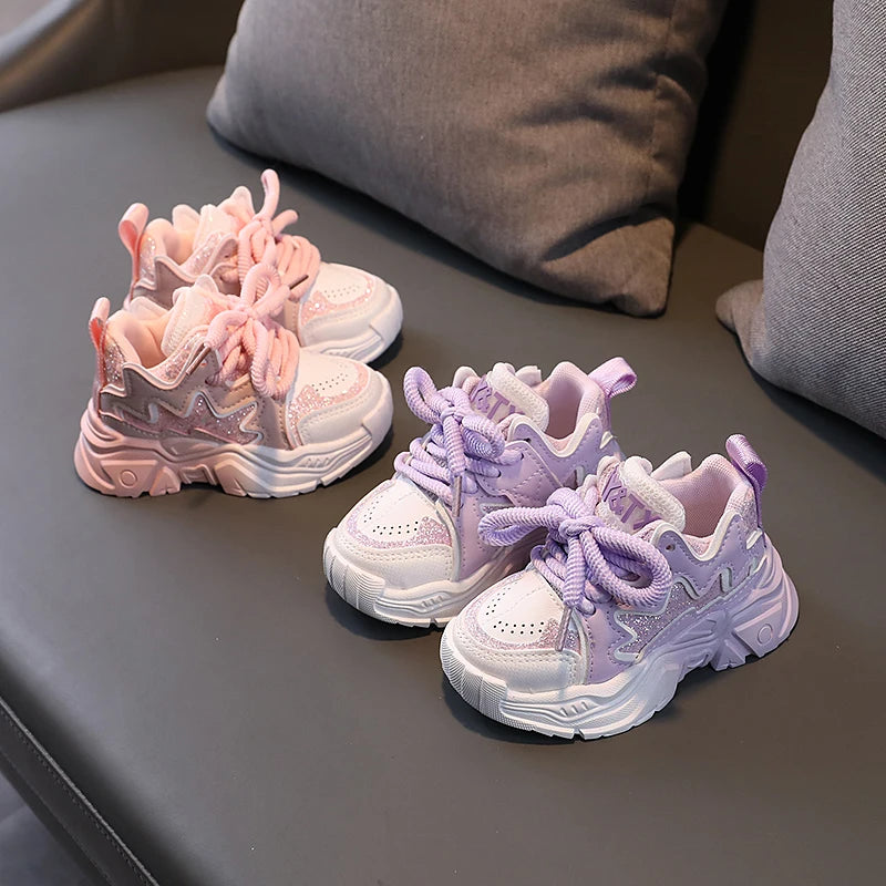 Children's Shoes 2026 New Toddler Girls Sport Shoes Soft Sole Breathable Outdoor Tennis Fashion Kids Sneakers EU21-30