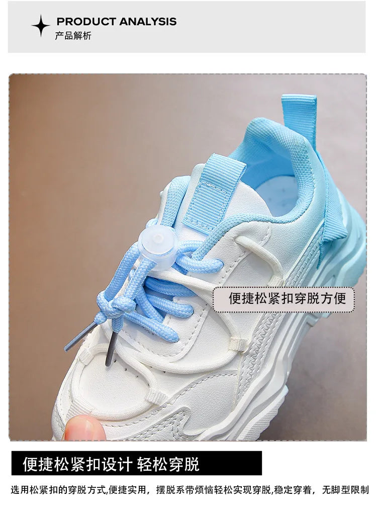 Girls Gradient Design Shoes Children Platform Sneakers Casual 4-12 Years Autumn Kids Chunky Running Sports Tennis Shoes for Girl