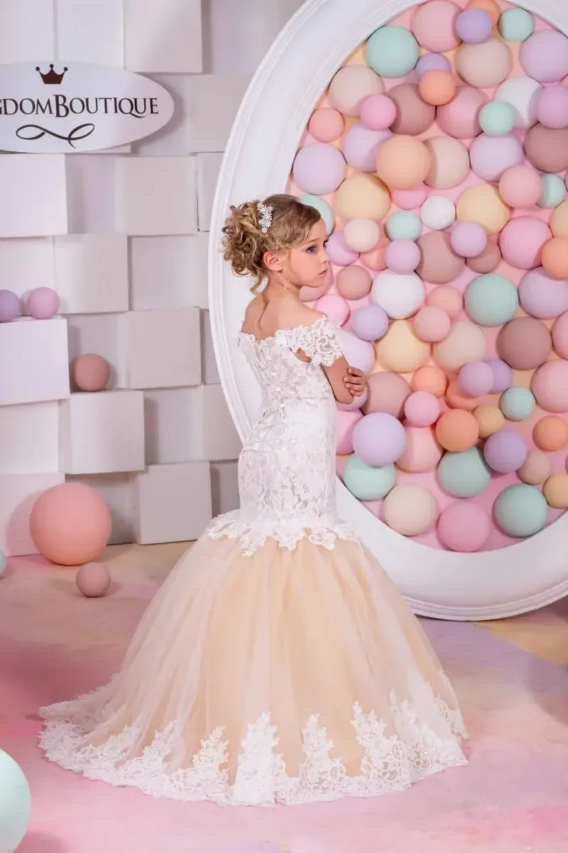 Baby Flower Girl Dress Kids Lace Long Evening Children Dresses for Wedding