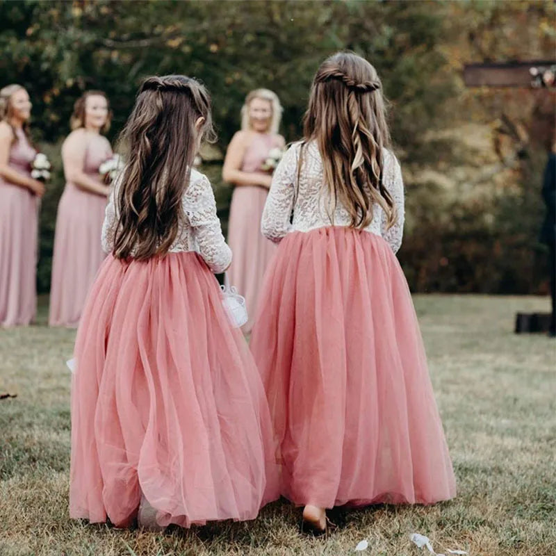 Princess Party Lace Flower Girl Dress Baby Kids Summer Wedding Birthday Dress