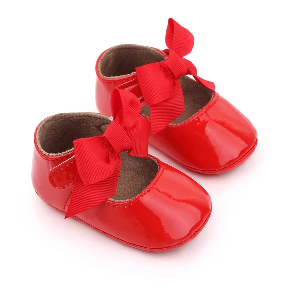 PU Princess Baby Girl Shoes for Newborn for Birth Big Bow Wedding first Walker PU Leather Toddler Girl Shoes 1 Year
