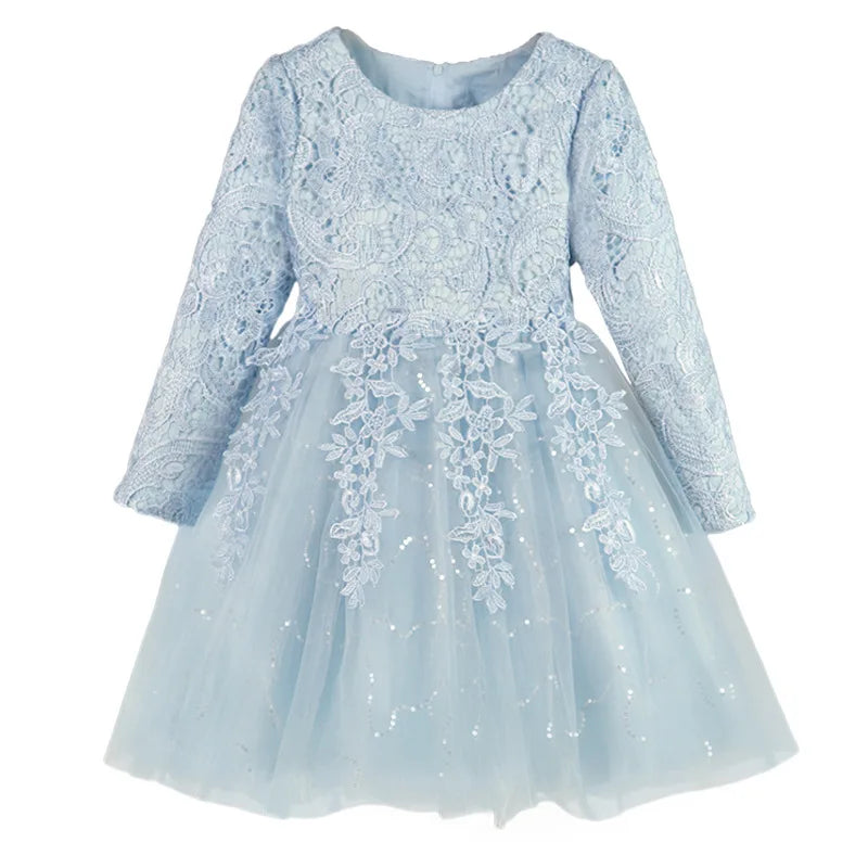 Fashion Flower Girl Dresses for Weddings Lace Long Sleeve  Bridesmaid Dress
