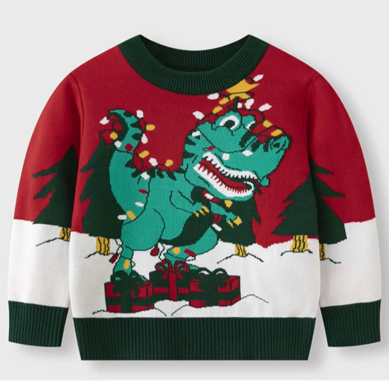 Camilo Cartoon Dinosaur Christmas Sweater - GuGuTon baby store - Baby Fashion - Toddlers Outfits - Babies Outfits - Toddler Clothes - Kids Clothing - Newborn Clothes - Newborn Wear - Kids Wear - Trending Clothes - Trending Outfits - Fall Fashion - Winter Fashion - Girls Clothes - Boys Clothes - Babies Wear - Kids Accessories - KidsWear - Summer Clothes - Summer Fashion - Summer Trend - Falls Sweaters - Tops - Bottom - Jeans - Blouse - Dresses - Newborn Dresses - Toys