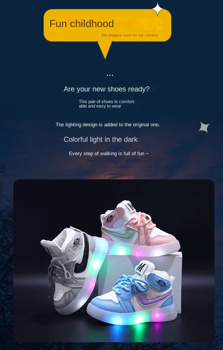 Junior Children Luminous Shoes for Toddlers with LED Lights