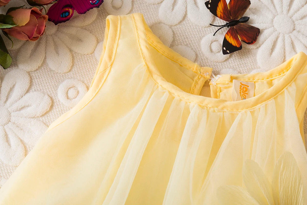 Toddler Girl Princess Pink Flower Decorated Wedding Party Dress