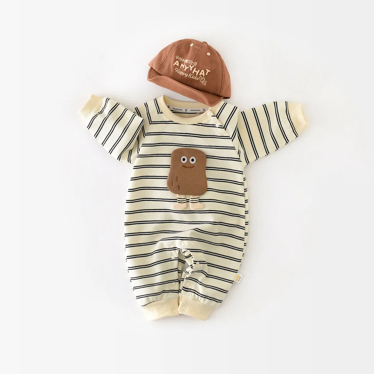 Spring Striped Cartoon Baby Onesie