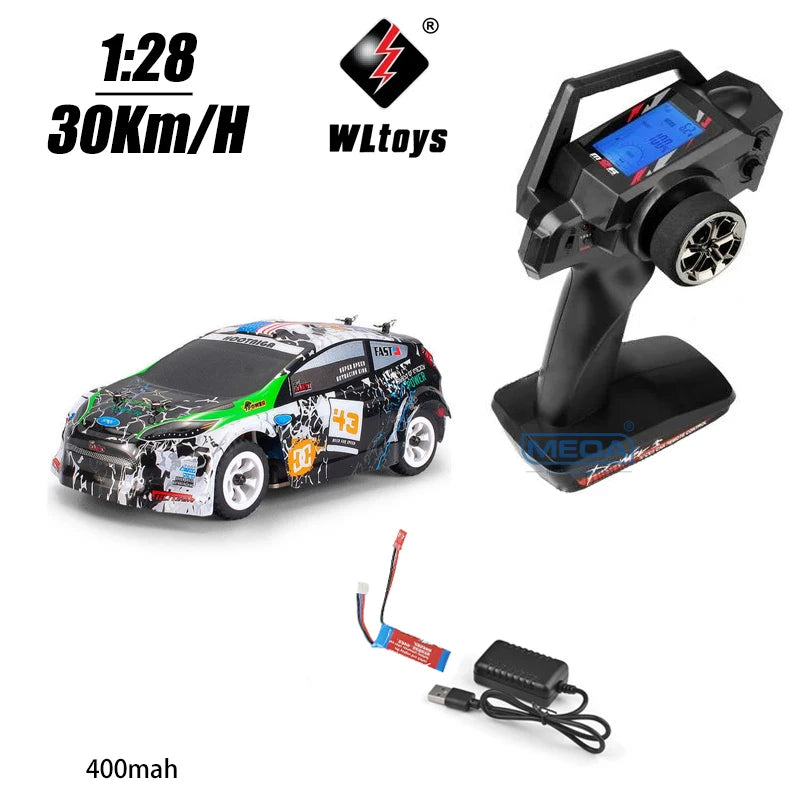 Wltoys 284010 30Km/H Mosquito RC Car 2.4GHz Off-Road RTR Rally Drift Car 4WD 1/28 V2/LCD/V8 Remote Control High Speed Racing