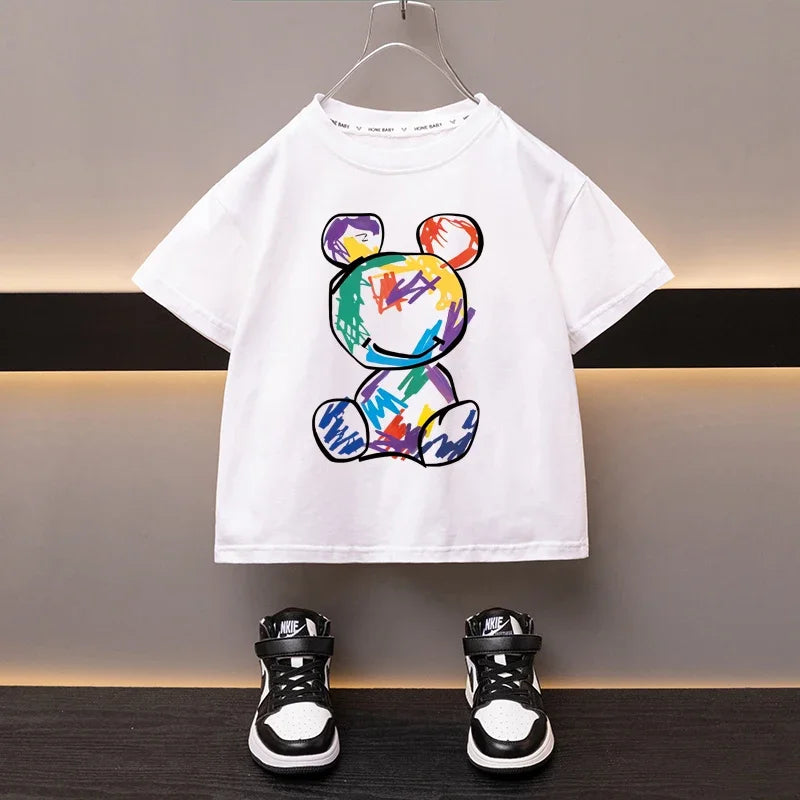 Enmanuel Bear Printed Short Sleeve Tees - GuGuTon baby store - Baby Fashion - Toddlers Outfits - Babies Outfits - Toddler Clothes - Kids Clothing - Newborn Clothes - Newborn Wear - Kids Wear - Trending Clothes - Trending Outfits - Fall Fashion - Winter Fashion - Girls Clothes - Boys Clothes - Babies Wear - Kids Accessories - KidsWear - Summer Clothes - Summer Fashion - Summer Trend - Falls Sweaters - Tops - Bottom - Jeans - Blouse - Dresses - Newborn Dresses - Toys