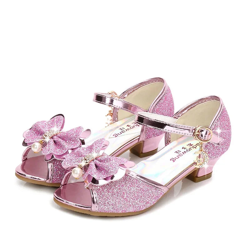 Girls Princess Shoes Summer Children High Heels Open-toe Party Wedding Toddlers Sandals
