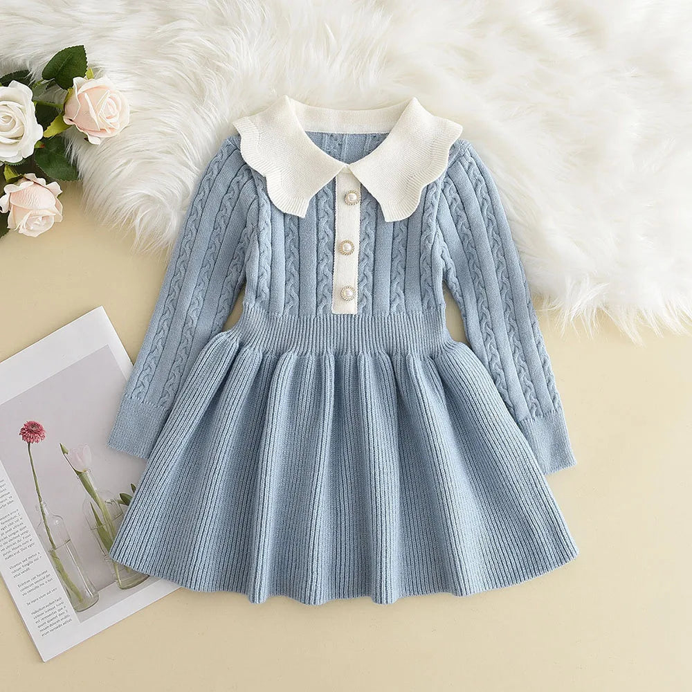 Rocío Long Sleeve Dress Autumn Girls Baby Ruffle Knitted Princess